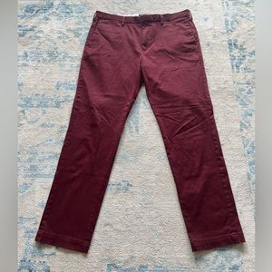 Banana Republic Rapid Movement Chino Fulton Skinny Fit 38x34 Maroon/Plum Red